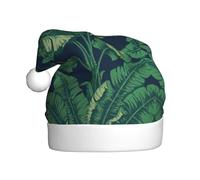 OTTKGGA Banana Leaf Black Adults Christmas Hat Plush Decorative Cap Soft Colorfast Holiday Parties New Year Decoration