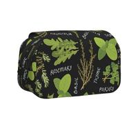 OTTKGGA Basil Thyme Dill & Rosemary Double Clamshell Pen Case Stationery Storage Sketching School Traveling