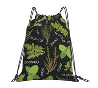 OTTKGGA Basil Thyme Dill & Rosemary Drawstring Bags Waterproof Swimming Gym Backpacks Large Capacity Lightweight Travel Beach