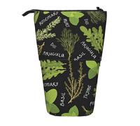 OTTKGGA Basil Thyme Dill & Rosemary Stand Up Telescopic Pencil Case Stationery Organizer with Zipper Portable School Office Student