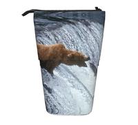 OTTKGGA Bear Wallpapers Stand Up Telescopic Pencil Case Stationery Organizer with Zipper Portable School Office Student