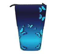 OTTKGGA Beautiful Blue Butterfly Stand Up Telescopic Pencil Case Stationery Organizer with Zipper Portable School Office Student