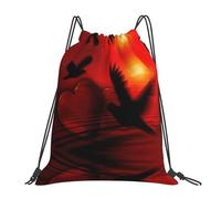 OTTKGGA Bird Love Heart Art Drawstring Bags Waterproof Swimming Gym Backpacks Large Capacity Lightweight Travel Beach