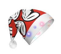 OTTKGGA Black Beaver Adults Christmas Hat Plush Glow Santa Cap Led Lights Holiday Parties Celebration Decoration