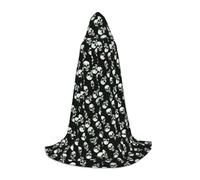 OTTKGGA Black Skull Hooded Cape For Teenagers Cosplay Robe Witch Vampires Grim Reaper Masquerade Party Costume