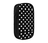 OTTKGGA Black & White Big Dot Double-Layer Pencil Case Pen Bag Large Capacity School Office Travel Makeup