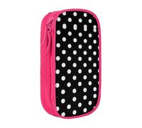 OTTKGGA Black & White Big Dot Double-Layer Pencil Case Pen Bag Large Capacity School Office Travel Makeup