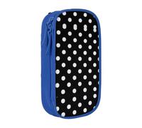 OTTKGGA Black & White Big Dot Double-Layer Pencil Case Pen Bag Large Capacity School Office Travel Makeup
