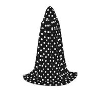OTTKGGA Black & White Big Dot Hooded Cape For Teenagers Cosplay Robe Witch Vampires Grim Reaper Masquerade Party Costume