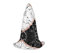 OTTKGGA Black White Marble Hooded Cape For Teenagers Cosplay Robe Witch Vampires Grim Reaper Masquerade Party Costume