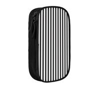 OTTKGGA Black & White Stripe Double-Layer Pencil Case Pen Bag Large Capacity School Office Travel Makeup