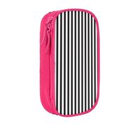 OTTKGGA Black & White Stripe Double-Layer Pencil Case Pen Bag Large Capacity School Office Travel Makeup