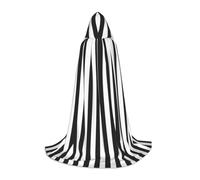 OTTKGGA Black & White Stripe Hooded Cape For Teenagers Cosplay Robe Witch Vampires Grim Reaper Masquerade Party Costume