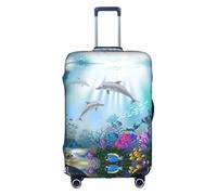 OTTKGGA Blue Ocean Underwater Fish Suitcase Cover Luggage Protector Elastic Anti-Scratch Travel Essentials Fits 18-32 Inch Luggage