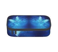 OTTKGGA Blue Starry Butterfly Big Capacity Zipper Pencil Case Stationery Organizer Makeup Bag for School Office Travel