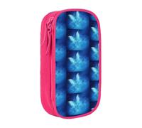 OTTKGGA Blue Starry Butterfly Double-Layer Pencil Case Pen Bag Large Capacity School Office Travel Makeup