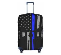 OTTKGGA Blue Stripe Stars Skull Suitcase Cover Luggage Protector Elastic Anti-Scratch Travel Essentials Fits 18-32 Inch Luggage