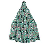 OTTKGGA Border Collie Florals Adults Hooded Cloak Decorative Cape Robe Vampires Witch Mysterious Cosplay Carnival Parties