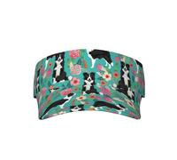 OTTKGGA Border Collie Florals Sunscreen Visor Cap Empty Top Outdoor Hat One Size Wide Brim Adjustable Baseball Golf Fishing Black