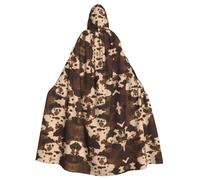 OTTKGGA Brown Cowhide Art Adults Hooded Cloak Decorative Cape Robe Vampires Witch Mysterious Cosplay Carnival Parties