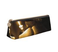 OTTKGGA Candlelight Night Reading Leather Pencil Case Stationery Organizer Pouch with Zipper Student Middle School College Office