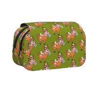 OTTKGGA Cartoon Cute Cow Double Clamshell Pen Case Stationery Storage Sketching School Traveling