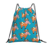 OTTKGGA Cartoon Cute Cow Drawstring Bags Waterproof Swimming Gym Backpacks Large Capacity Lightweight Travel Beach