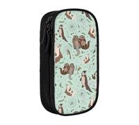 OTTKGGA Cartoon Cute Otter Double-Layer Pencil Case Pen Bag Large Capacity School Office Travel Makeup