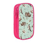 OTTKGGA Cartoon Cute Otter Double-Layer Pencil Case Pen Bag Large Capacity School Office Travel Makeup
