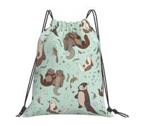 OTTKGGA Cartoon Cute Otter Drawstring Bags Waterproof Swimming Gym Backpacks Large Capacity Lightweight Travel Beach