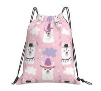 OTTKGGA Cartoon Llama Alpaca Drawstring Bags Waterproof Swimming Gym Backpacks Large Capacity Lightweight Travel Beach