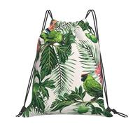 OTTKGGA Couple Parrots Olive Drawstring Bags Waterproof Swimming Gym Backpacks Large Capacity Lightweight Travel Beach