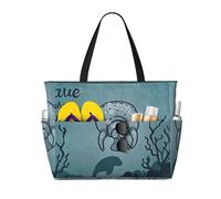 OTTKGGA Crazy Save Manatee Large Capacity Beach Travel Bag Multi Pocket With Zip Tote Bag Waterproof Pool Vacation Gym