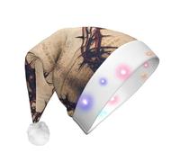 OTTKGGA Crown Of Thorns Adults Christmas Hat Plush Glow Santa Cap Led Lights Holiday Parties Celebration Decoration