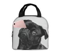 OTTKGGA Cute Black Pug Dog Insulated Lunch Bags Lunch Tote Bag Picnic Bag Cooler Bag Portable Work School Picnic.