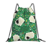 OTTKGGA Cute Cartoon Sheep Drawstring Bags Waterproof Swimming Gym Backpacks Large Capacity Lightweight Travel Beach