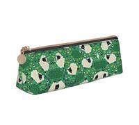 OTTKGGA Cute Cartoon Sheep Leather Pencil Case Stationery Organizer Pouch with Zipper Student Middle School College Office