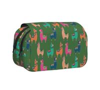 OTTKGGA Cute Llama Cartoon Double Clamshell Pen Case Stationery Storage Sketching School Traveling