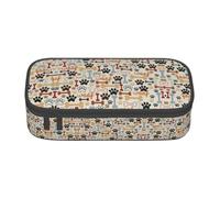 OTTKGGA Dog Bones Paw Prints Big Capacity Zipper Pencil Case Stationery Organizer Makeup Bag for School Office Travel