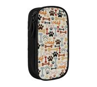 OTTKGGA Dog Bones Paw Prints Double-Layer Pencil Case Pen Bag Large Capacity School Office Travel Makeup
