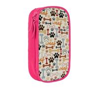 OTTKGGA Dog Bones Paw Prints Double-Layer Pencil Case Pen Bag Large Capacity School Office Travel Makeup