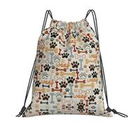 OTTKGGA Dog Bones Paw Prints Drawstring Bags Waterproof Swimming Gym Backpacks Large Capacity Lightweight Travel Beach