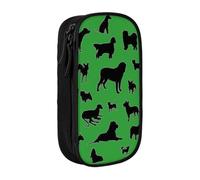 OTTKGGA Dog Show Black Double-Layer Pencil Case Pen Bag Large Capacity School Office Travel Makeup