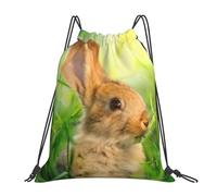 OTTKGGA Easter Rabbit Eatting Drawstring Bags Waterproof Swimming Gym Backpacks Large Capacity Lightweight Travel Beach