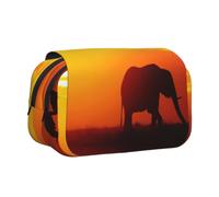 OTTKGGA Elephant Pictures Double Clamshell Pen Case Stationery Storage Sketching School Traveling