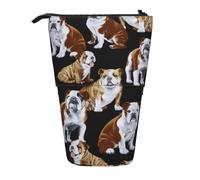 OTTKGGA English Bulldogs Stand Up Telescopic Pencil Case Stationery Organizer with Zipper Portable School Office Student