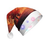 OTTKGGA Fall Beautiful Autumn Hd Adults Christmas Hat Plush Glow Santa Cap Led Lights Holiday Parties Celebration Decoration