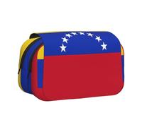 OTTKGGA Flag of Venezuela Double Clamshell Pen Case Stationery Storage Sketching School Traveling
