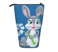 OTTKGGA Fun Easter Rabbit Stand Up Telescopic Pencil Case Stationery Organizer with Zipper Portable School Office Student