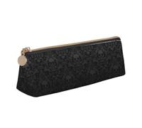 OTTKGGA Gothic Wallpaper Skull Leather Pencil Case Stationery Organizer Pouch with Zipper Student Middle School College Office